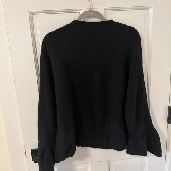 3.1 Phillip Lim Classic Black Crew Neck Bell Sleeve Wool&Alpaca Sweater - Picture 7 of 8